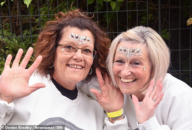 Sue Norton and Sandra Shand, queuing for the Take That concert in Carrow Road