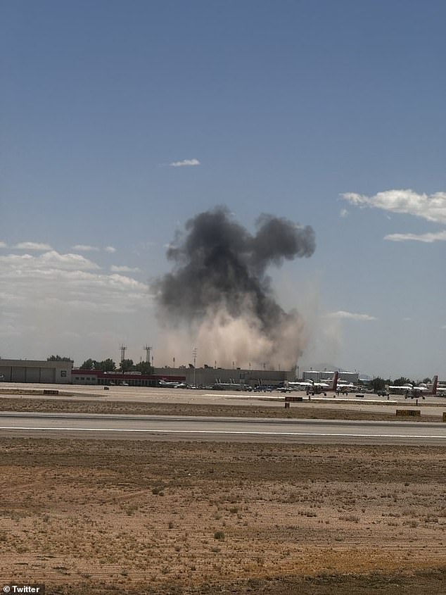 Flights from the airport resumed and the pilot – the only person on the plane – was reportedly conscious when they were taken away