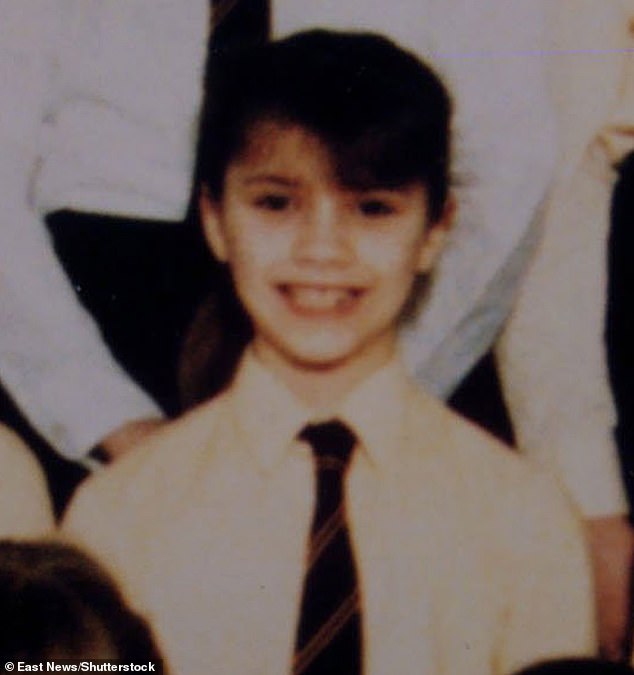 This grinning schoolgirl would make a splash in pop music and beyond.  She is pictured here as a pupil at her primary school in Goffs Oak, Hertfordshire