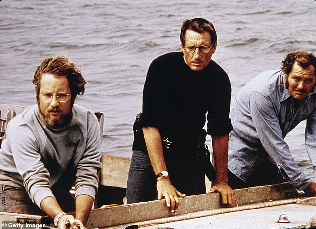 Dreyfuss pictured alongside his late Jaws co-stars Roy Scheider and Robert Shaw