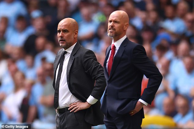 He referred to the 115 charges Man City were facing, and appeared to make an allusion to Man United's treatment of Jadon Sancho.