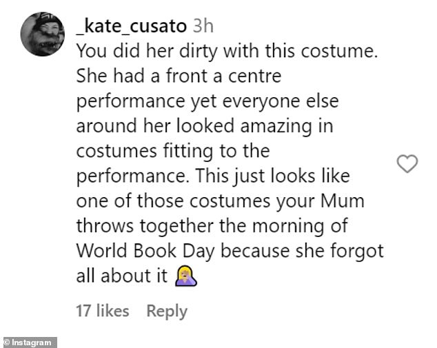 One user said of the outfit: 'You made her dirty with this costume'