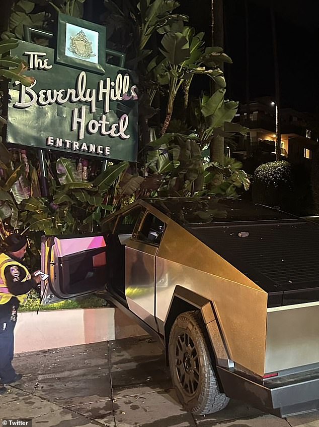 In March, Philadelphia rapper 2Rare claimed he rammed his Cybertruck into the iconic Beverly Hills Hotel sign