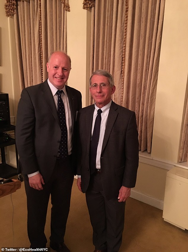 Dr.  Peter Daszak, president of EcoHealth Alliance (left) pictured with Dr.  Anthony Fauci (right)