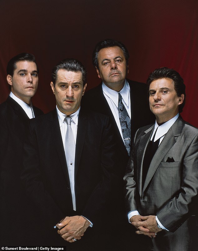 He said he and the other actors improvised much of the film - and said such choices were made tactfully and in good taste, and that no trigger warning was necessary.  Stars Ray Liotta, Robert de Niro, Paul Sorvino and Joe Pesci are seen on the 1990 film set