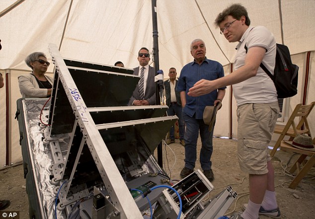 Scientists have used a muon detection machine (pictured) to scan the internal structure of the Great Pyramid of Giza