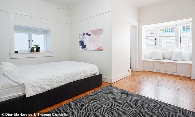 Holland, whose professional soccer career has been based in Europe since 2017, had purchased the cozy getaway for $950,000 for 2017.  Pictured: one of the two bedrooms