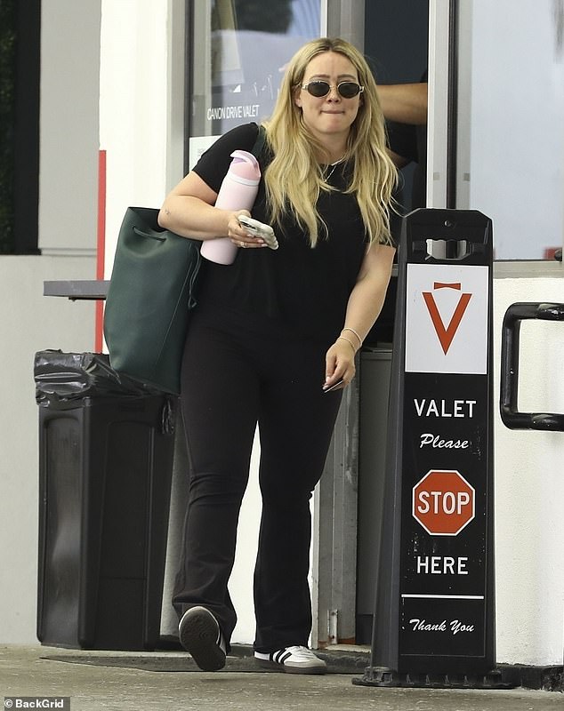 The Lizzie McGuire star, 36, ran errands at a swanky Beverly Hills mall in a comfortable athleisure look