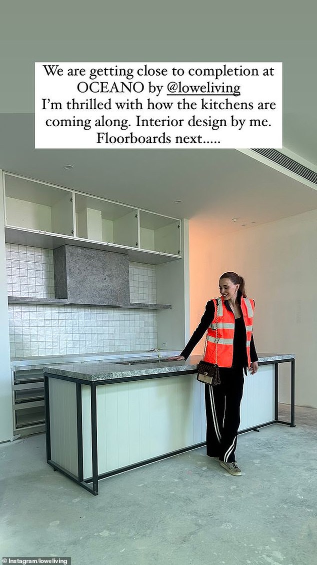 The WAG, 41, shared a photo on Instagram of herself posing in the completed kitchen of one of the luxury apartments she is designing in a new building for Lowe Living