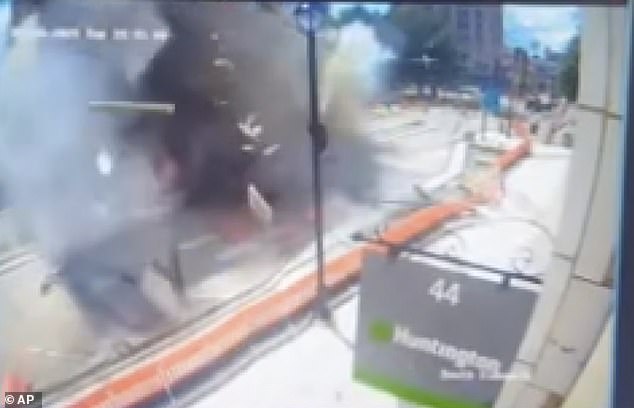 Horrifying footage showed huge plumes of smoke billowing from the building as the explosion blew it apart