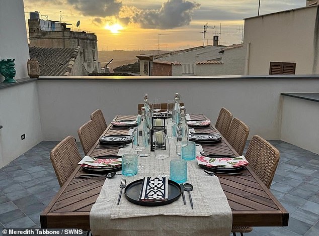 Meredith says 'the sunsets are spectacular' over her newly renovated property in Sicily