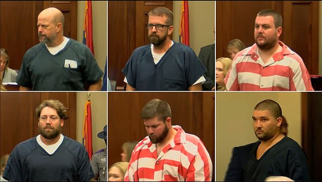 The officers charged in connection with the assault of Michael Corey Jenkins and Eddie Terrell Parker were (Top L-R) Brett McAlpin, Jeffrey Middleton and Christian Dedmon.  (Below L-R) Hunter Elward, Daniel Opdyke, Joshua Hartfield