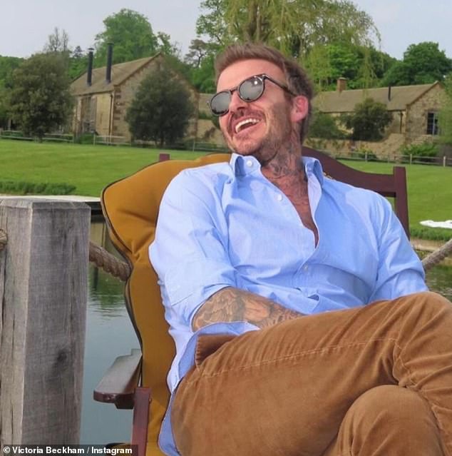 He looked like he was having a great weekend as they enjoyed their time at their sprawling Cotswolds estate