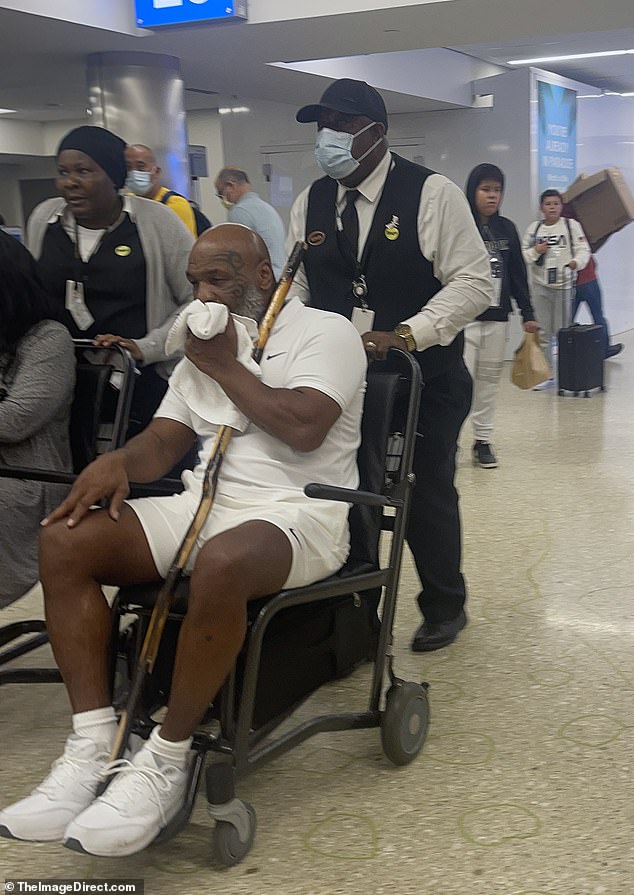 On May 26, Tyson was helped off a plane after an ulcer flared up during a flight