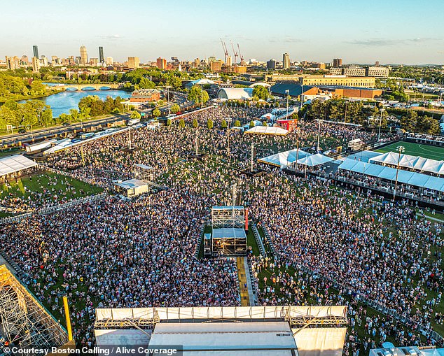 The audience can be seen earlier in the day on Sunday, the last day of the festival, at Boston Calling