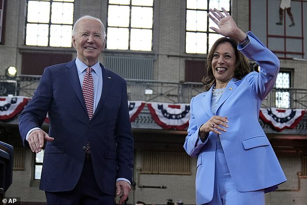 Vice President Kamala Harris (right) drew bigger cheers when she was announced — especially from the schoolchildren attending Girard College — at a campaign rally for black voters with President Joe Biden (left) Wednesday in Philadelphia