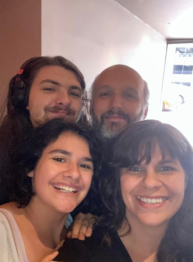 Barry pictured with his wife Rachel (bottom right), eldest son David (top left) and daughter Bethany (bottom left)