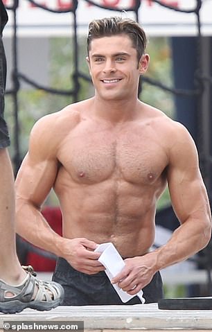 Efron has grown considerably since he shot to fame in High School Musical, most notably getting into top form for 2017's Baywatch (here)