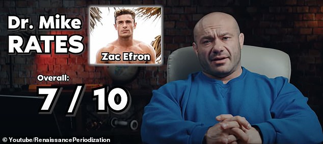 Dr.  Israetel gave Efron's overall routine a score of seven out of 10, mainly criticizing him for saying he only eats organic food