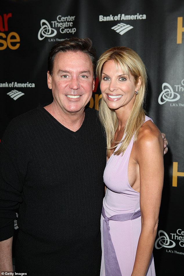 Gould said her husband Kriski was still able to communicate, and that his joking demeanor and cheerfulness indicate a smooth recovery ahead;  they are pictured together in 2012 in LA