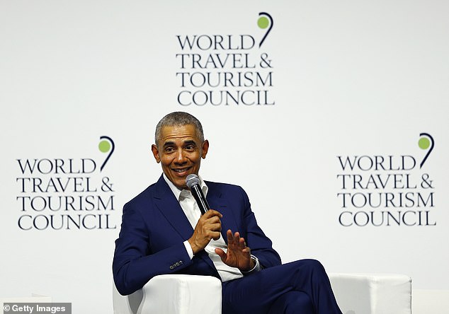 Former US President Barack Obama, 62, (pictured) leading the 2019 World Travel & Tourism Council Global Summit in Spain