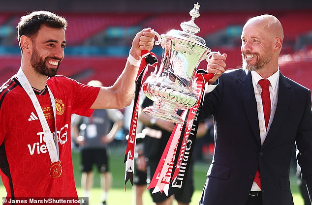 United captain Bruno Fernandes and manager Erik ten Hag at the FA Cup last weekend