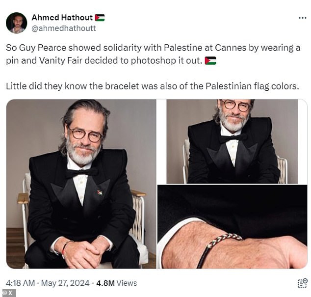 However, after they posed for a photo with Vanity Fair France, the publication released a modified image in which they photoshopped the pin out of the photo, CNN reported Wednesday.