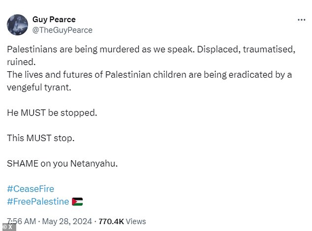 Guy has not yet spoken out publicly about the doctored photo or his apology, but he turned to X after the controversy to double down on his support for Palestine.