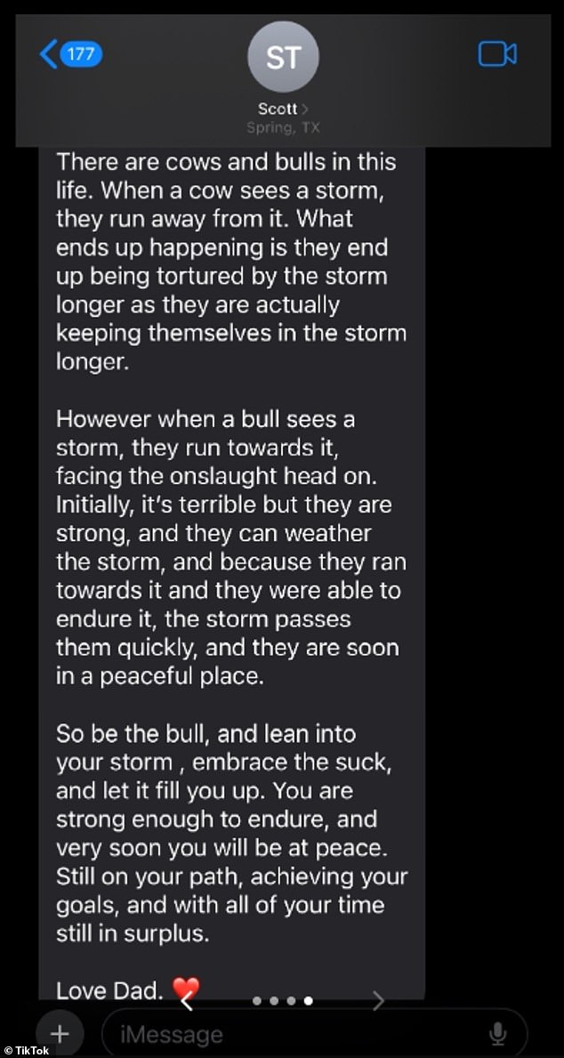 Scott then shared a metaphor with Fallon about a bull caught in a storm and dealing with the harsh conditions by being brave