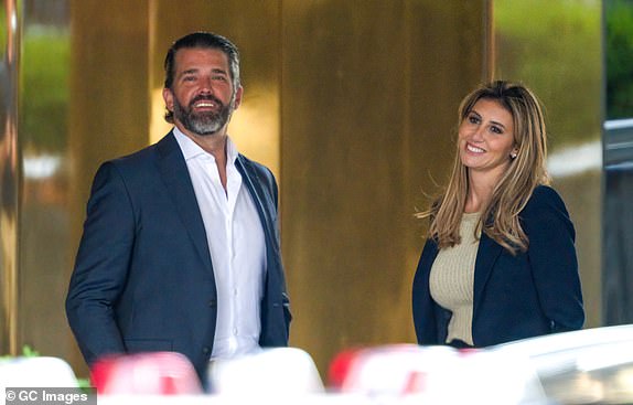 NEW YORK, NEW YORK - MAY 29: Donald Trump Jr.  and Alina Habba leaving Trump Tower on May 29, 2024 in New York City.  (Photo by James Devaney/GC Images)