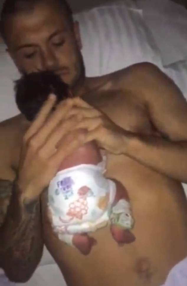 The former England star and his wife Andriani Michael welcomed daughter Siena just a year after their wedding in June 2017. Pictured Siena with Jack