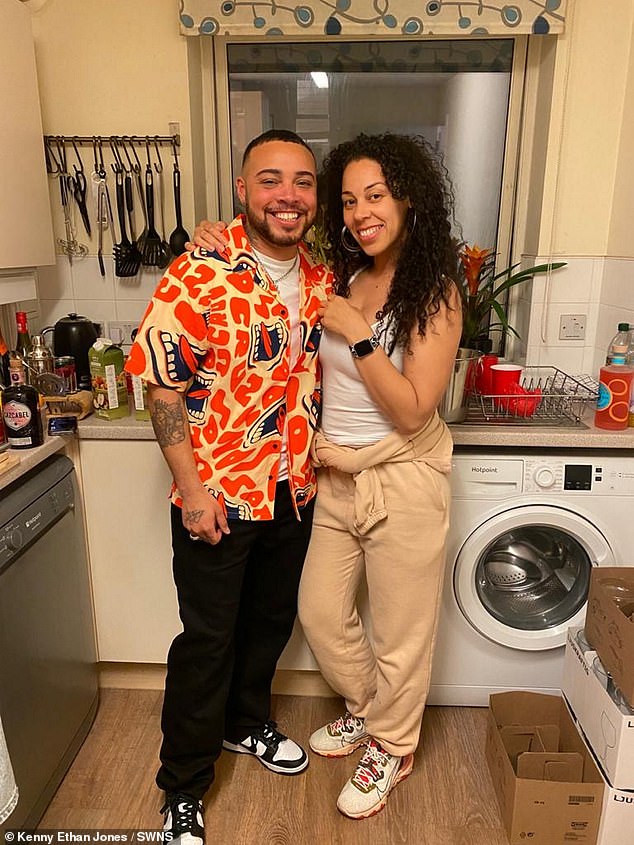 Mr Jones (left) has harvested 13 of his eggs so far and has chosen to donate them to his sister, Kizzy, 38, (right) after she struggled to conceive for six years