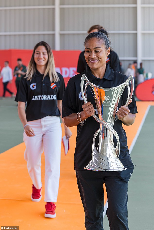 Yankey with the Women's Champions League trophy at the Bilbao event last weekend