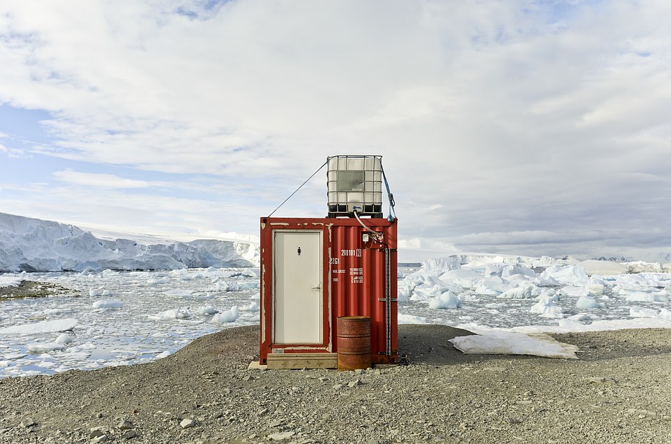 ADELAIDE ISLAND, ANTARCTICA: A public toilet for women stands alone against Antarctica's harsh climate