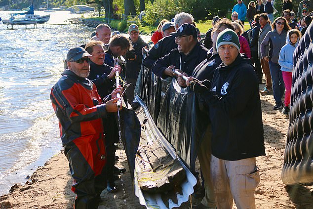 The teams removed each canoe from the water for a deeper analysis, but are not removing additional boats for fear of breaking them