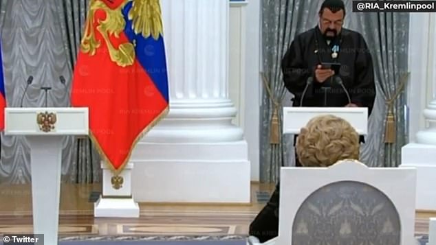 At a ceremony at the Kremlin's Yekaterininsky Hall in Moscow today, Seagal, 72, was honored for his 