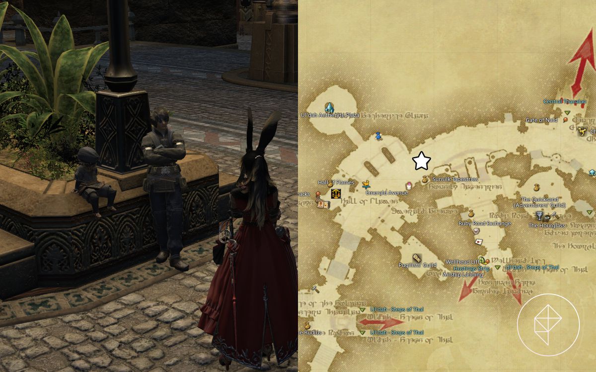 An FFXIV map showing where to find Wymond in Ul'dah