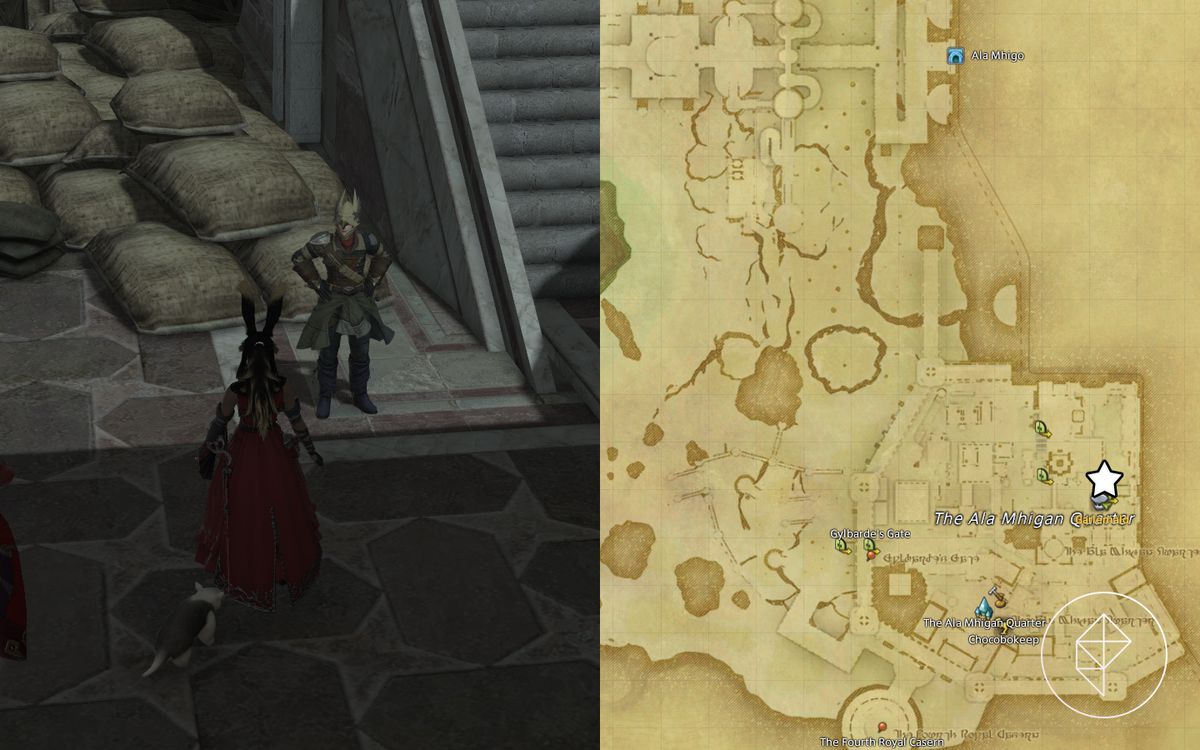 An FFXIV map showing where to find the Resistance Officer in The Lochs