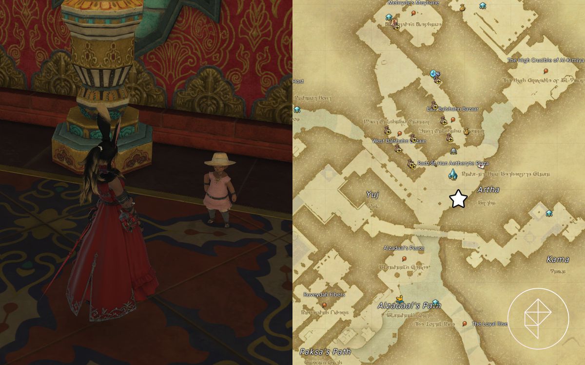 An FFXIV map showing where to find Excitable Youth in Radz-at-Han