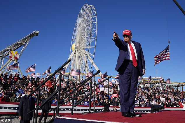 Donald Trump at his rally in Wildwood, NJ on May 11, while on a weekend away from the hush money trail