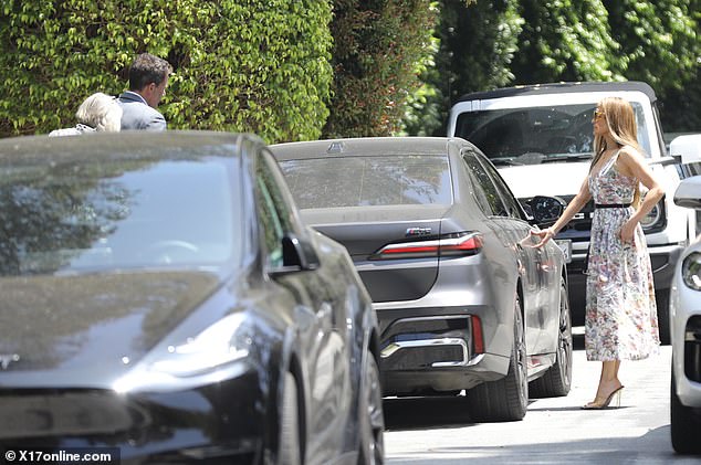 The trio had left the family party in Ben's BMW, before Jennifer was pictured leaving his house in her own car.