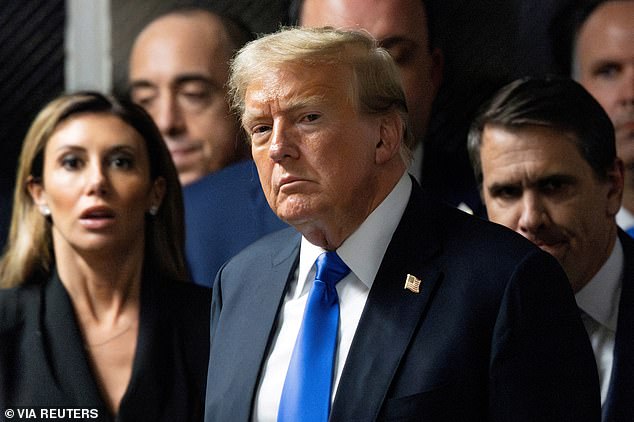 Former US President Donald Trump and lawyer Alina Habba after he was found guilty of 34 felony counts of falsifying company records during his trial at Manhattan Criminal Court on May 30, 2024