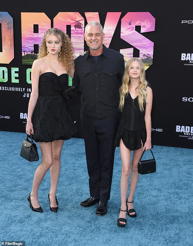 Her younger sister, Georgia, 13, opted for a black top and skirt