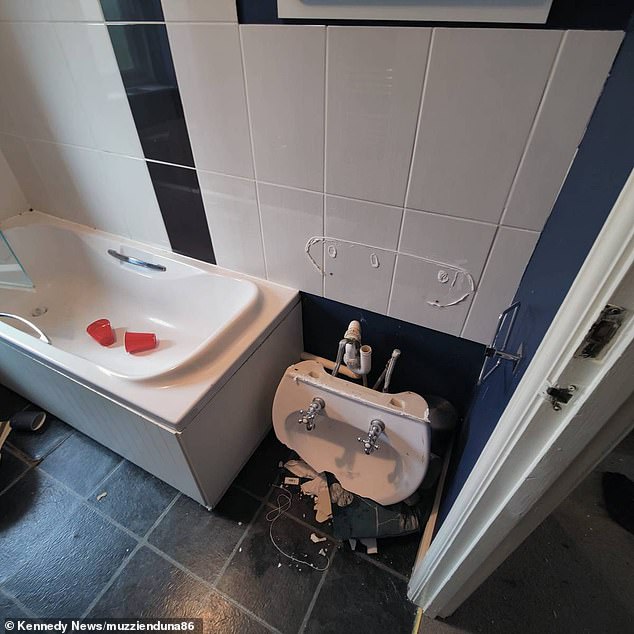 In the bathroom, the guests were said to have been so violent that they tore a sink from the wall