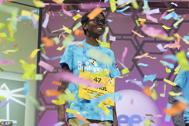 A shower of confetti fell from the ceiling as Soma was crowned champion, with the 12-year-old Floridian appearing shocked as his name was read out