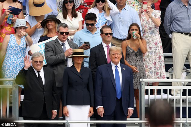 Melania Trump was last seen in public with her husband on May 17, at their son Barron's graduation;  Melania's father Viktor (left) was also present