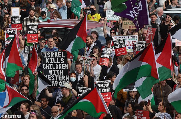 Protesters chanted 'stop the match' outside the stadium, while others had earlier protested outside the Israeli team hotel