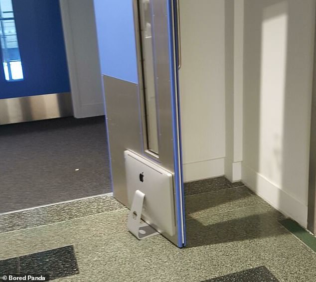 This Mac supports doors even if it doesn't support Windows: one person used their computer as a door stop