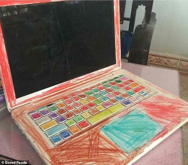 That's one way to decorate your device: apparently this laptop also works as a coloring book