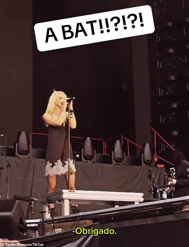 However, the performer was initially unaware that she had been bitten and briefly ignored calls from onlookers trying to draw attention to the animal before noticing the bat on her leg.